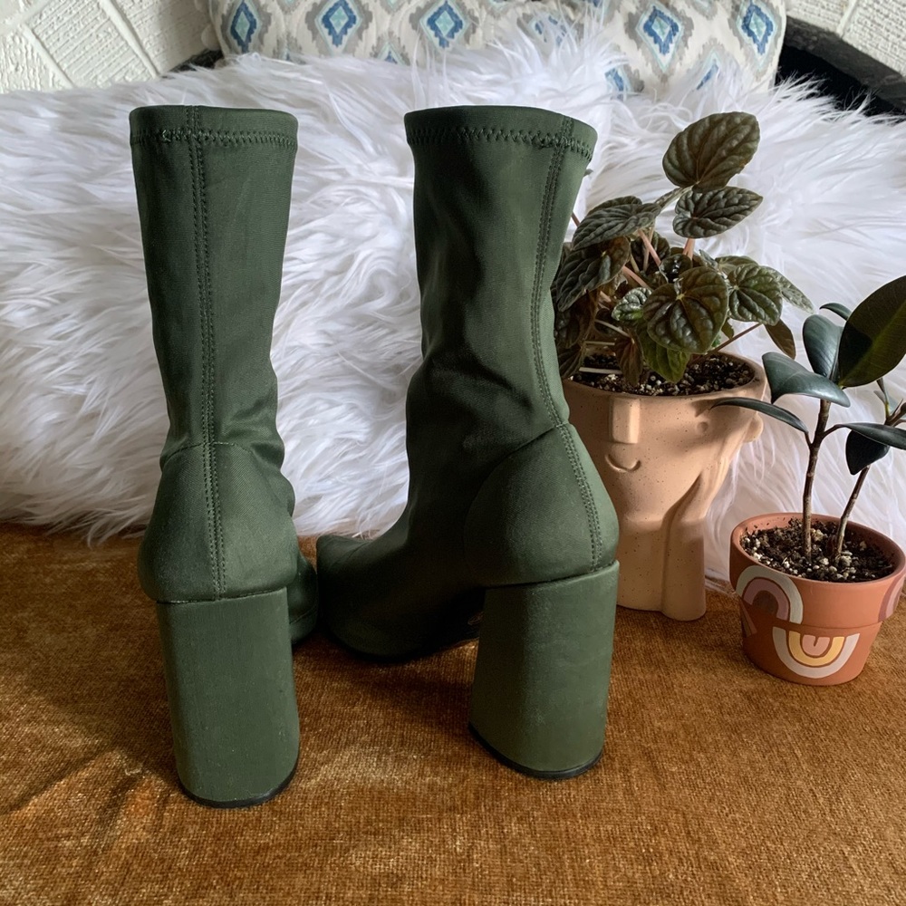 Chunky Heel Pointed Toe Sock Booties - image 6